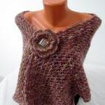 Knitted Scarf Crochet, Colorful In Pink..