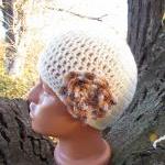 Women Knit Crochet Hat With Flower
