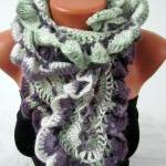 Knitted Curly Scarf Crochet, Colorful Purple And..