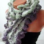 Knitted Curly Scarf Crochet, Colorful Purple And..