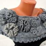 Cape, Scarf Gray, Light Gray, Decorated With..