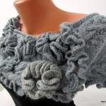 Cape, Scarf Gray, Light Gray, Decorated With..