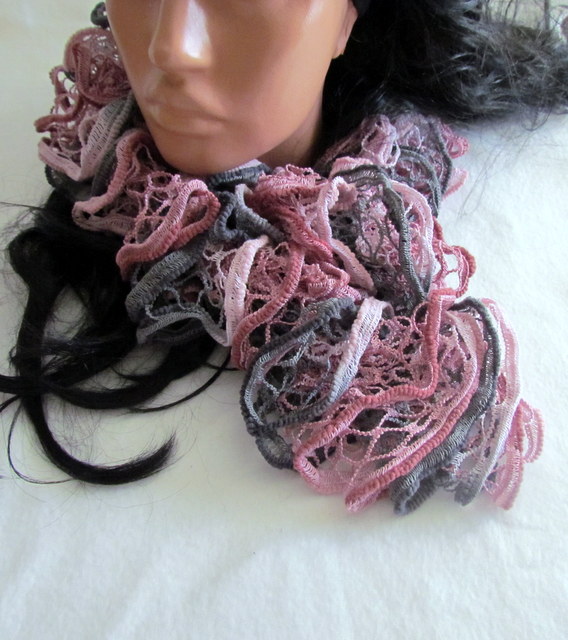 Elegant Curly Scarf, Scarf, Girls, Women, Spring, Autumn, Colorful,light Pink, Pink, Gray, Light Gray