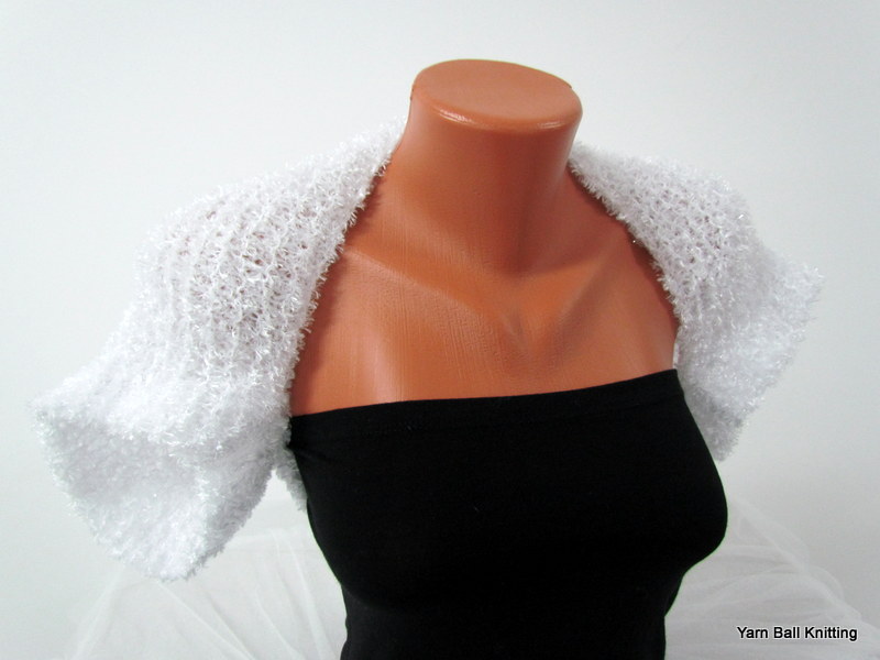 Knitted, White, Bolero Shoulder, Sleeves Wedding Bridal, Bridesmaids And For Women